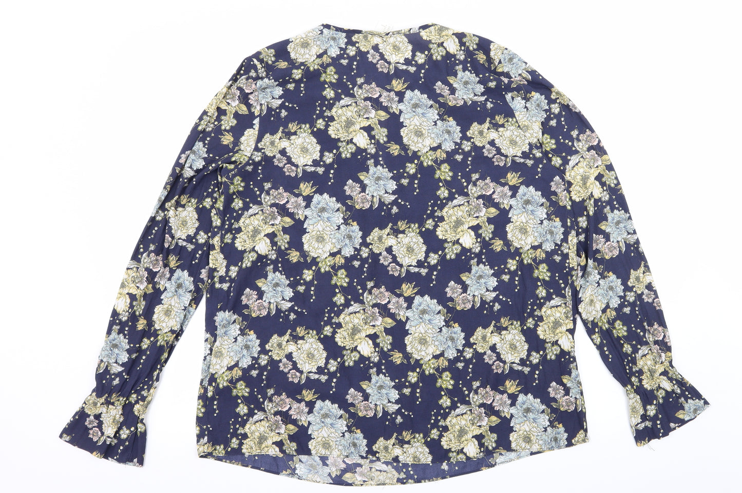 H&M Womens Blue Floral  Basic Blouse Size 12