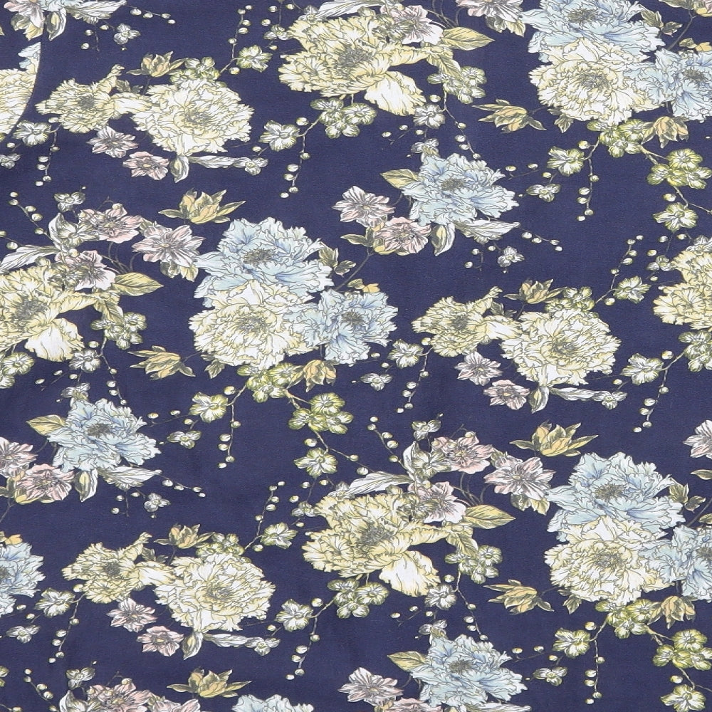 H&M Womens Blue Floral  Basic Blouse Size 12