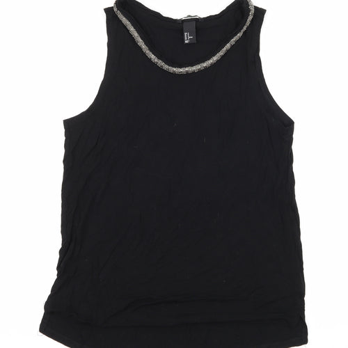 H&M Womens Black  Jersey Basic Tank Size M  - Embellished Neckline