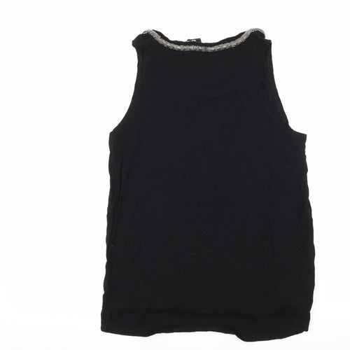 H&M Womens Black  Jersey Basic Tank Size M  - Embellished Neckline