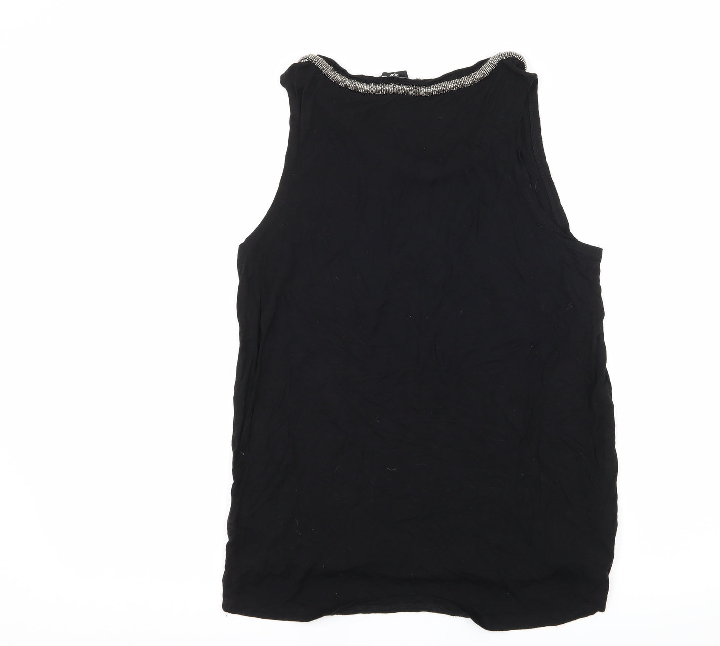 H&M Womens Black  Jersey Basic Tank Size M  - Embellished Neckline