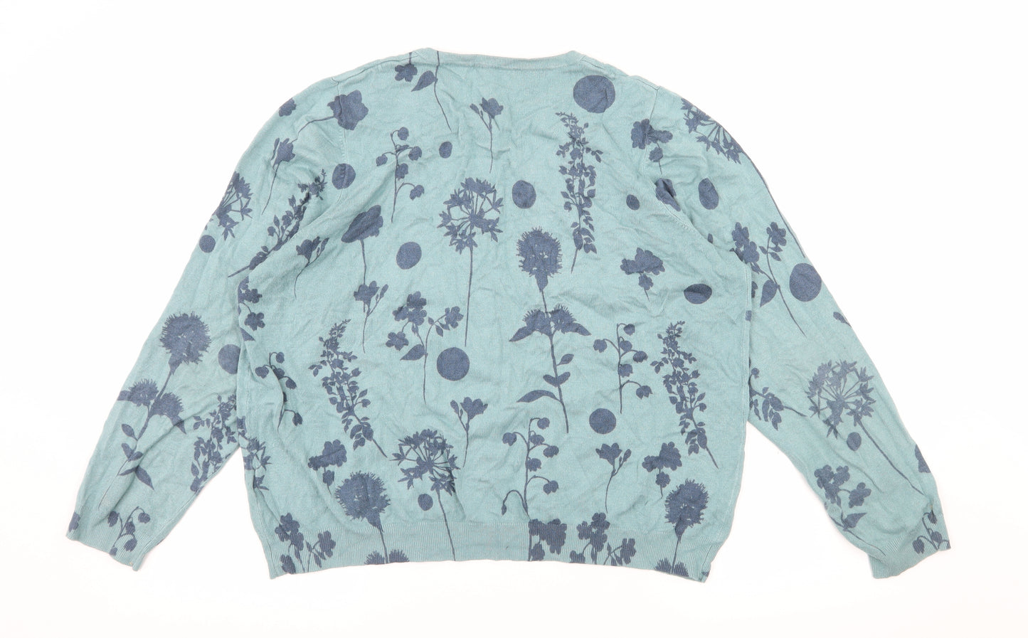 Marks and Spencer Womens Blue Floral Knit Cardigan Jumper Size 20