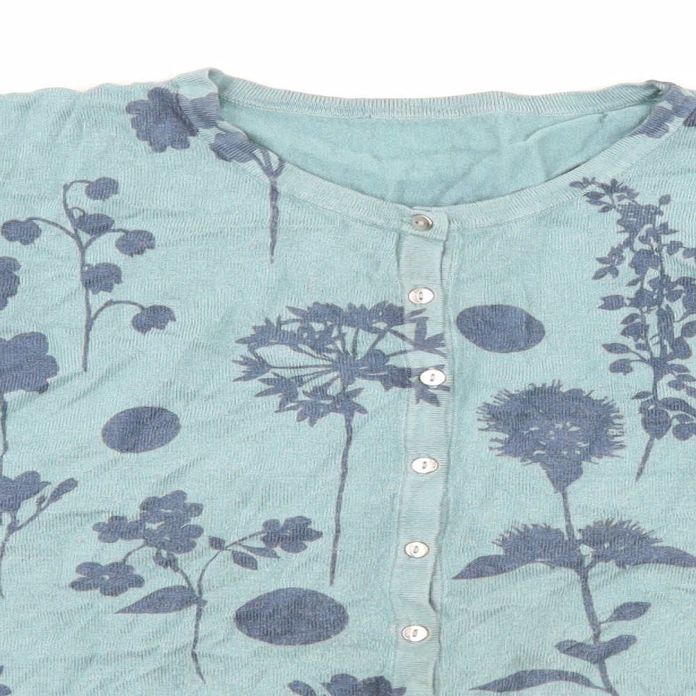 Marks and Spencer Womens Blue Floral Knit Cardigan Jumper Size 20
