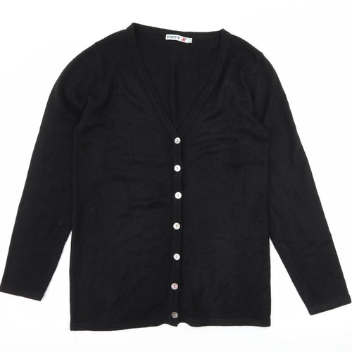Poppy Womens Black  Knit Cardigan Jumper Size 10