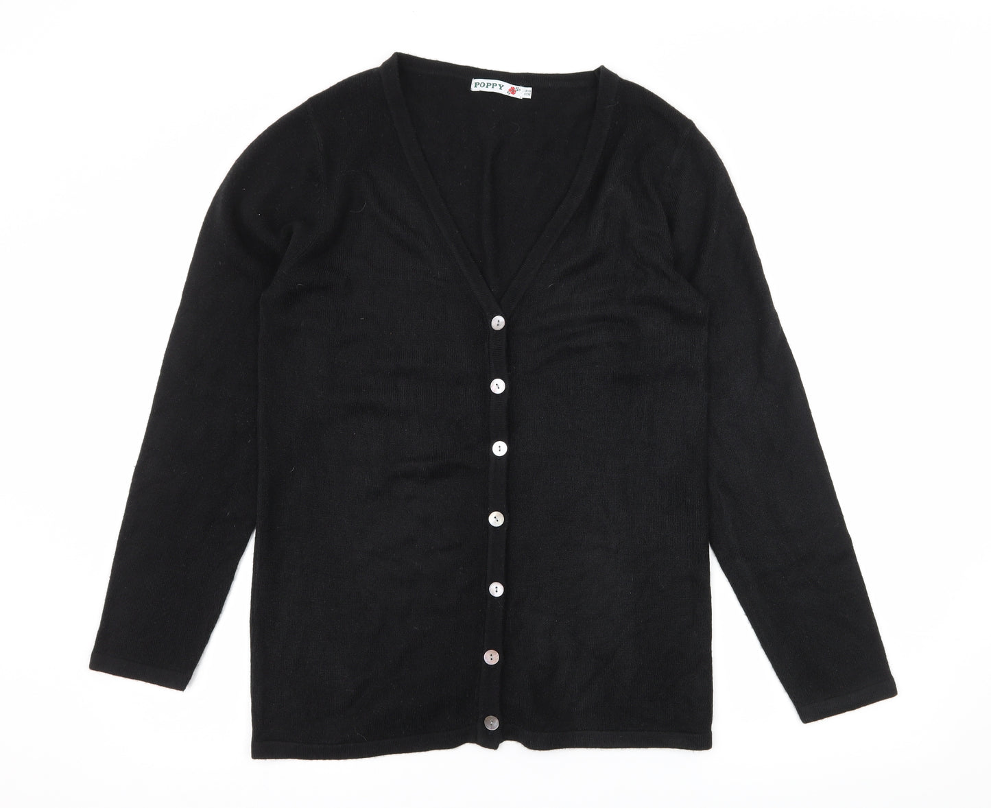 Poppy Womens Black  Knit Cardigan Jumper Size 10