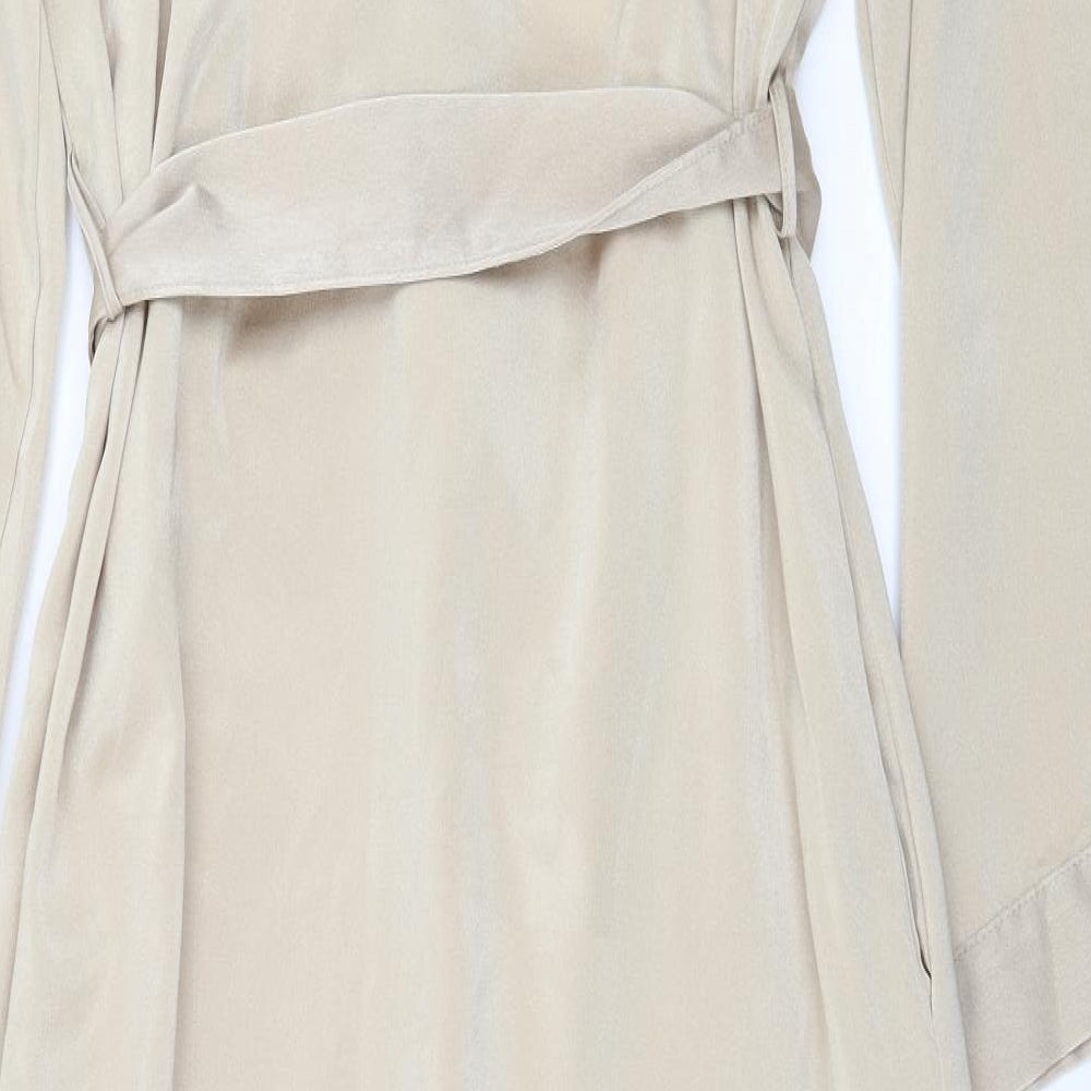 St Michael Womens Beige Solid Satin Top Robe Size 8