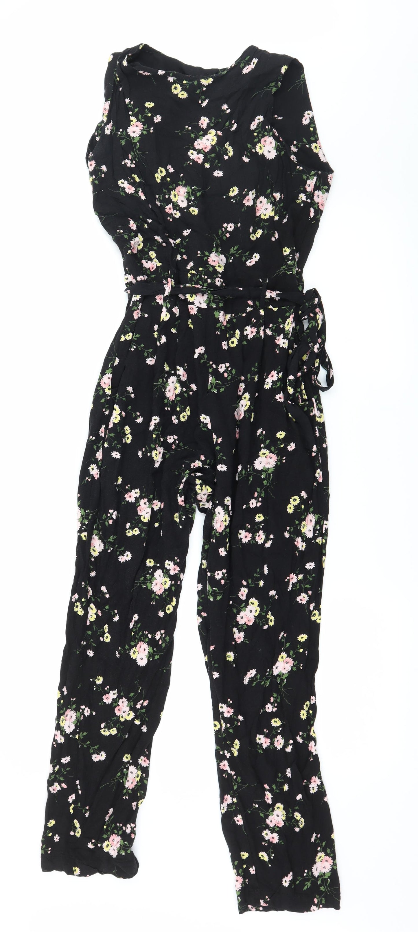 Dorothy Perkins Womens Beige Floral  Jumpsuit One-Piece Size 10 L24 in