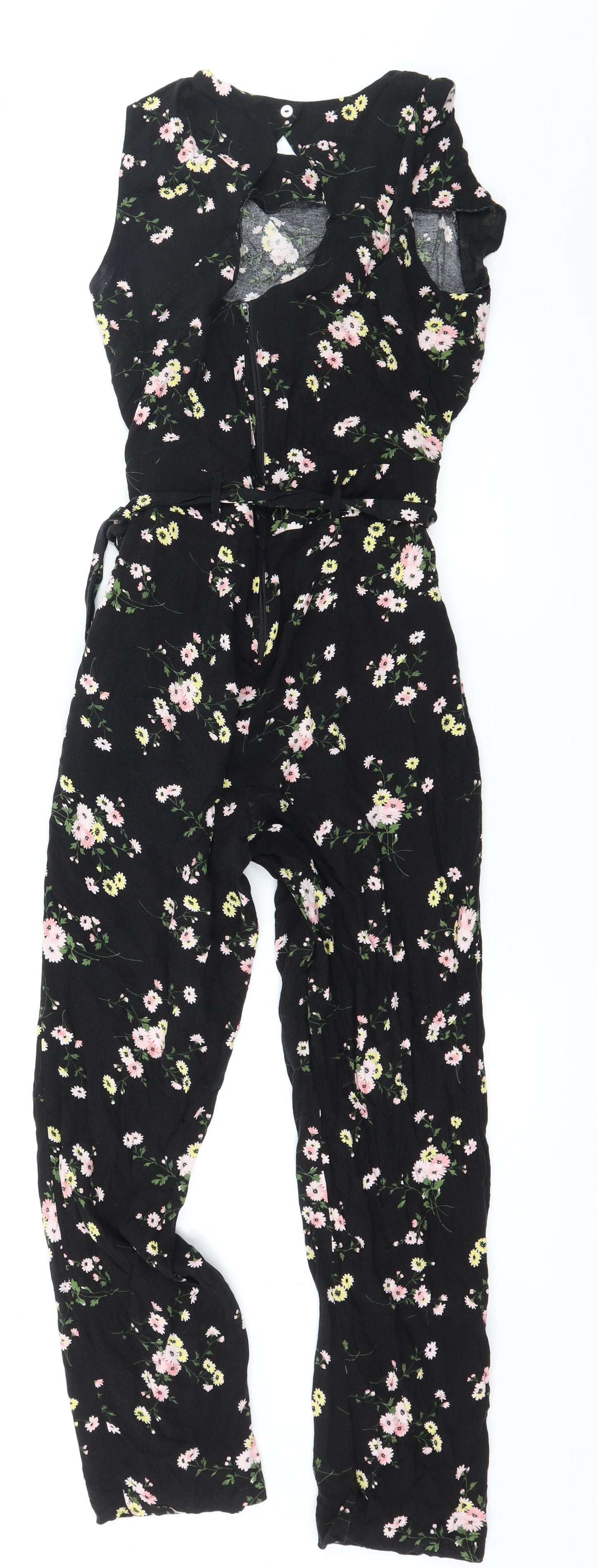 Dorothy Perkins Womens Beige Floral  Jumpsuit One-Piece Size 10 L24 in
