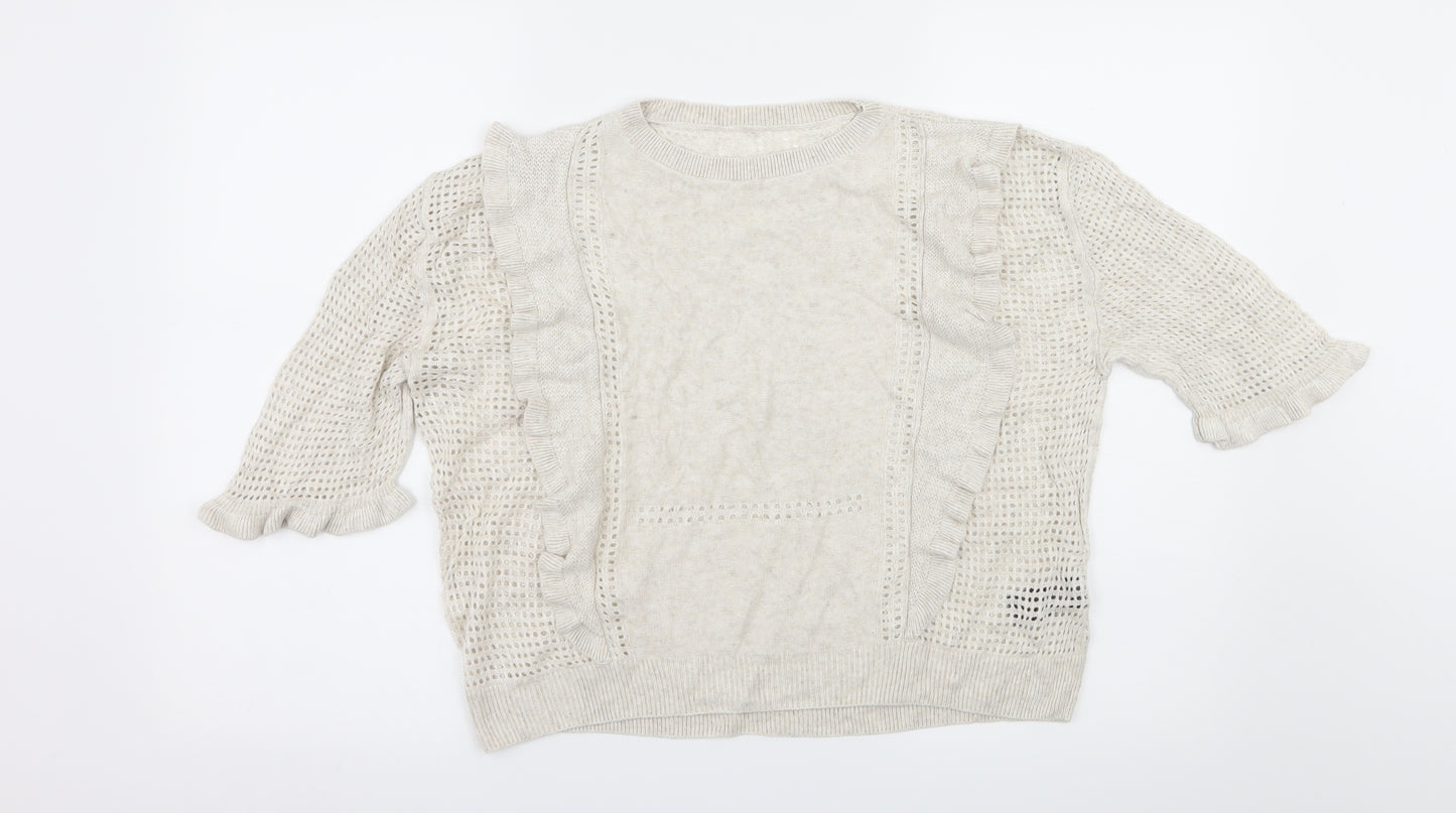 Marks and Spencer Womens Beige  Knit Pullover Jumper Size 12  - Open knit