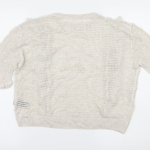 Marks and Spencer Womens Beige  Knit Pullover Jumper Size 12  - Open knit