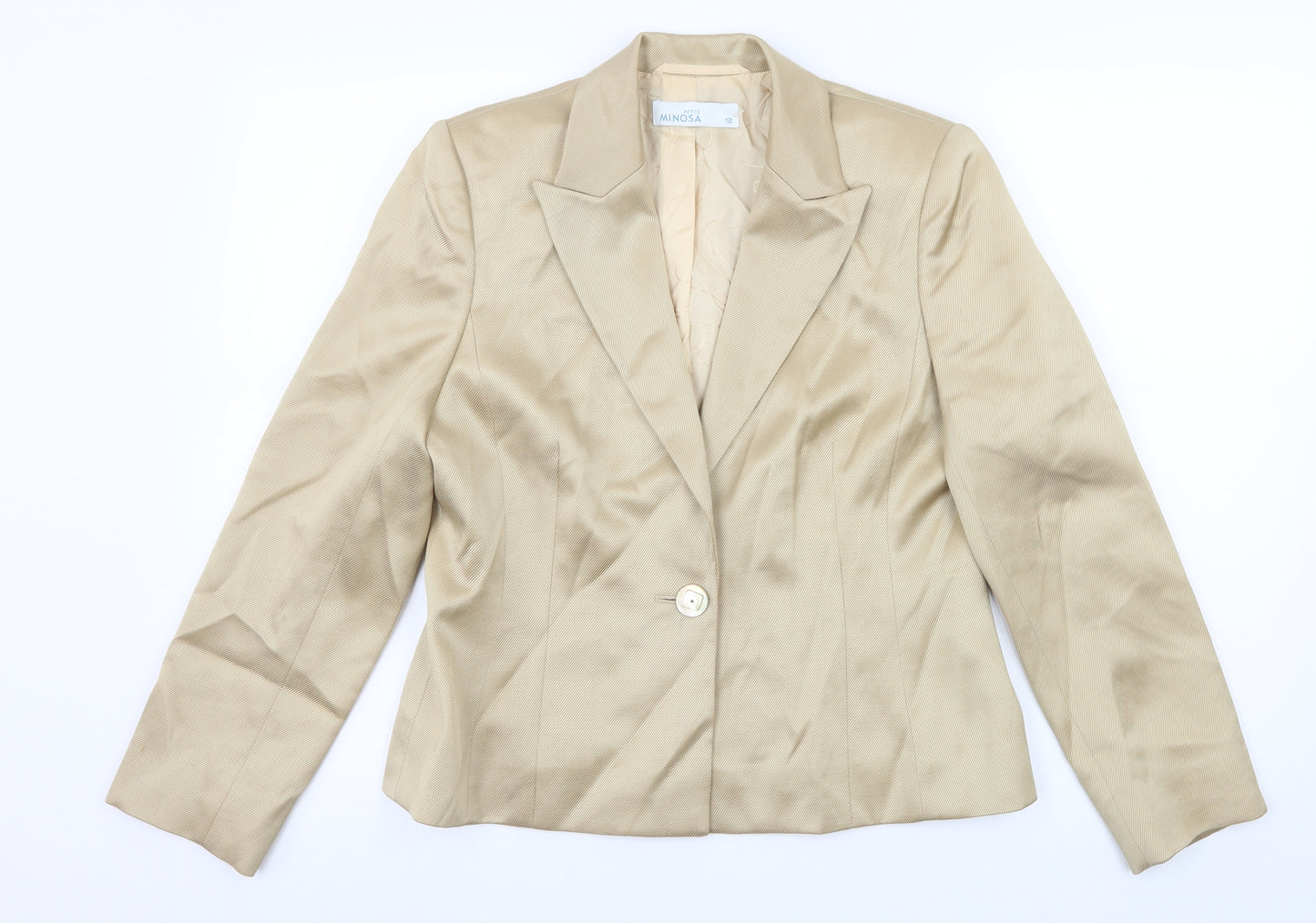 Minosa Womens Beige   Jacket Blazer Size 12