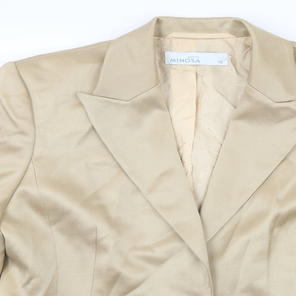 Minosa Womens Beige   Jacket Blazer Size 12