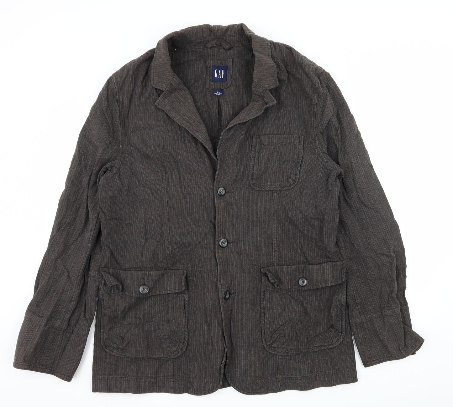 Gap Mens Grey Striped Denim Jacket Blazer Size L