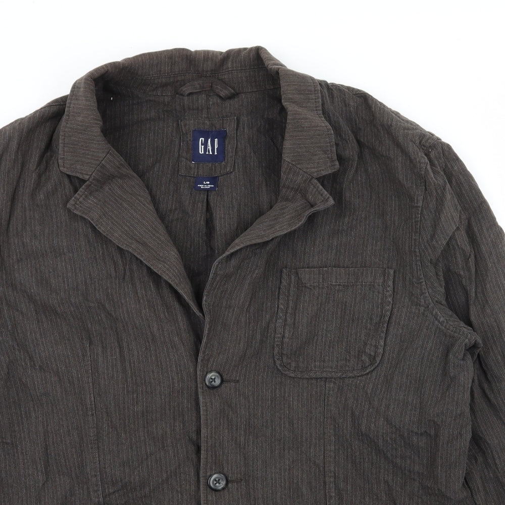 Gap Mens Grey Striped Denim Jacket Blazer Size L