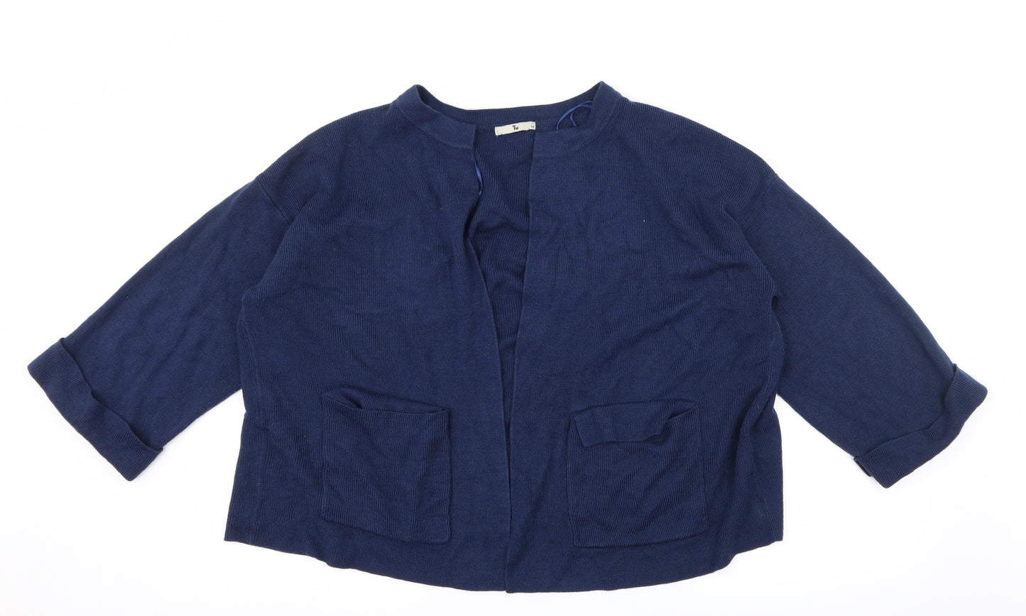 TU Womens Blue  Knit Cardigan Jumper Size 14