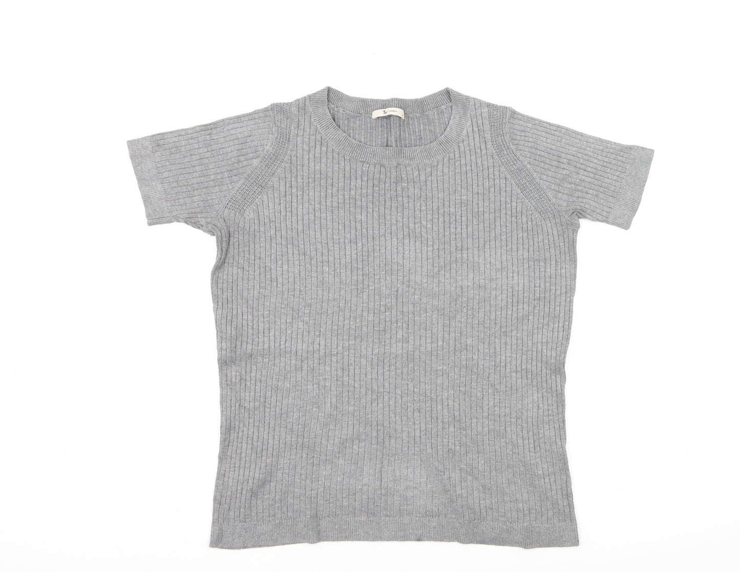 TU Womens Grey  Knit Basic T-Shirt Size 12