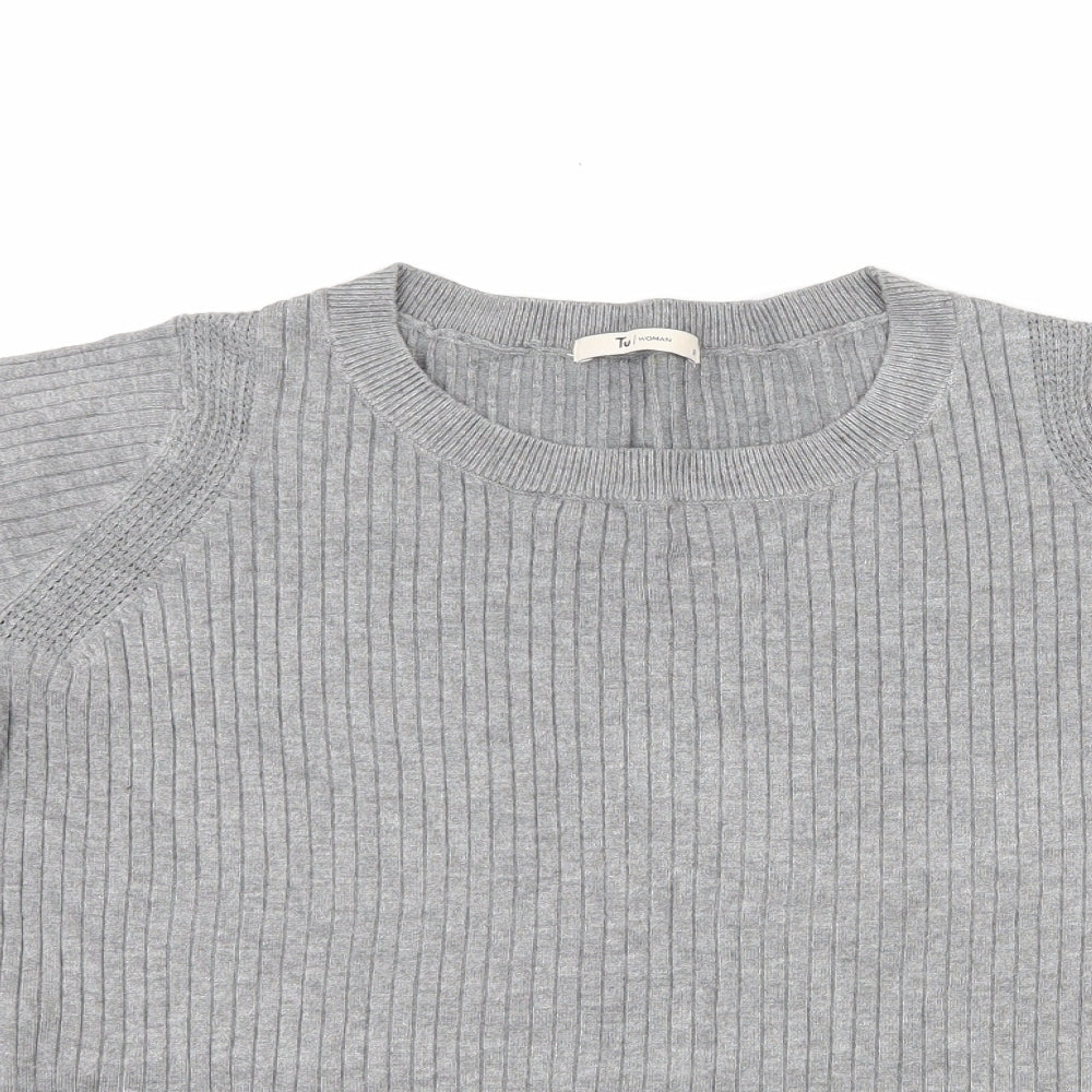 TU Womens Grey  Knit Basic T-Shirt Size 12