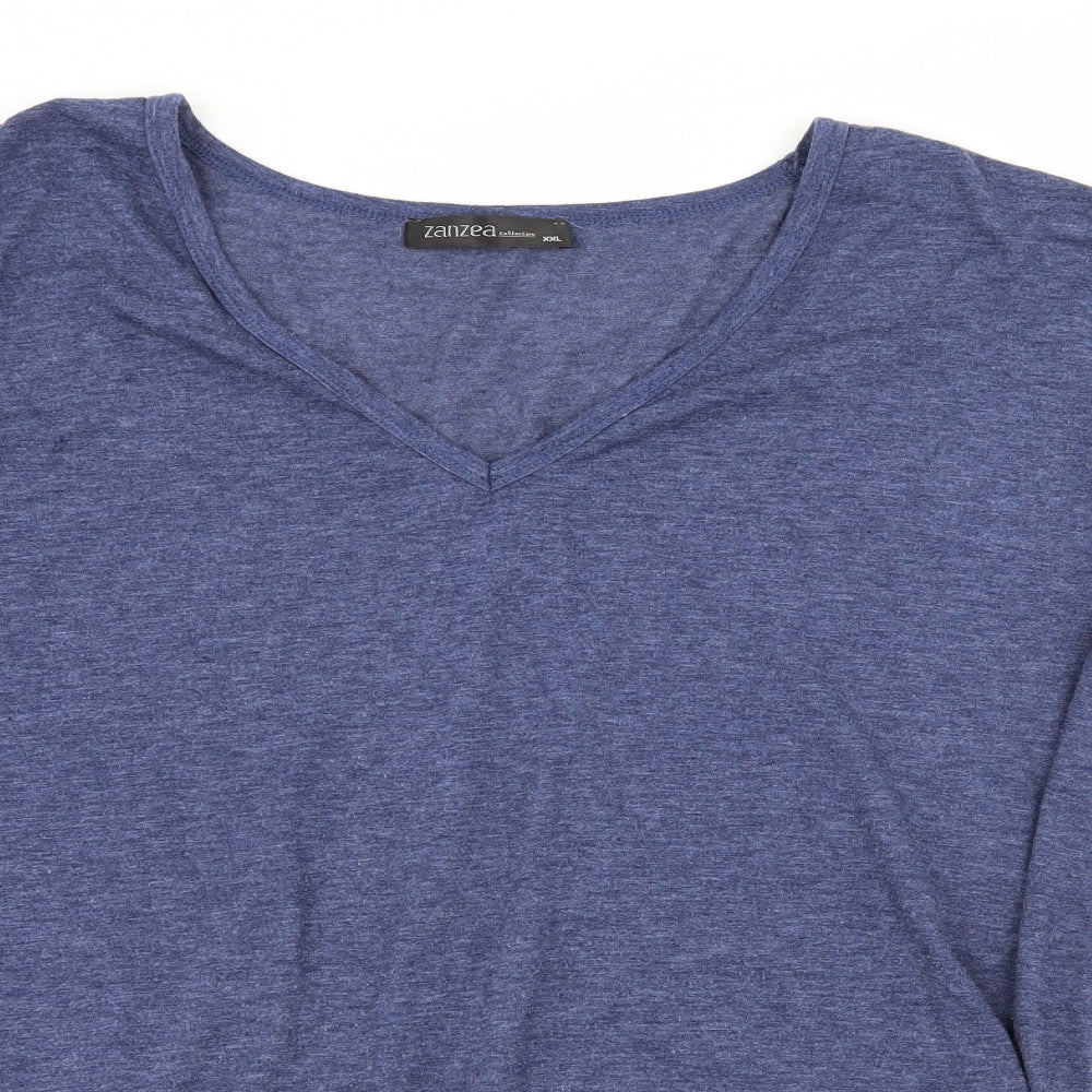 Zanzea Womens Blue  Jersey Basic T-Shirt Size 2XL