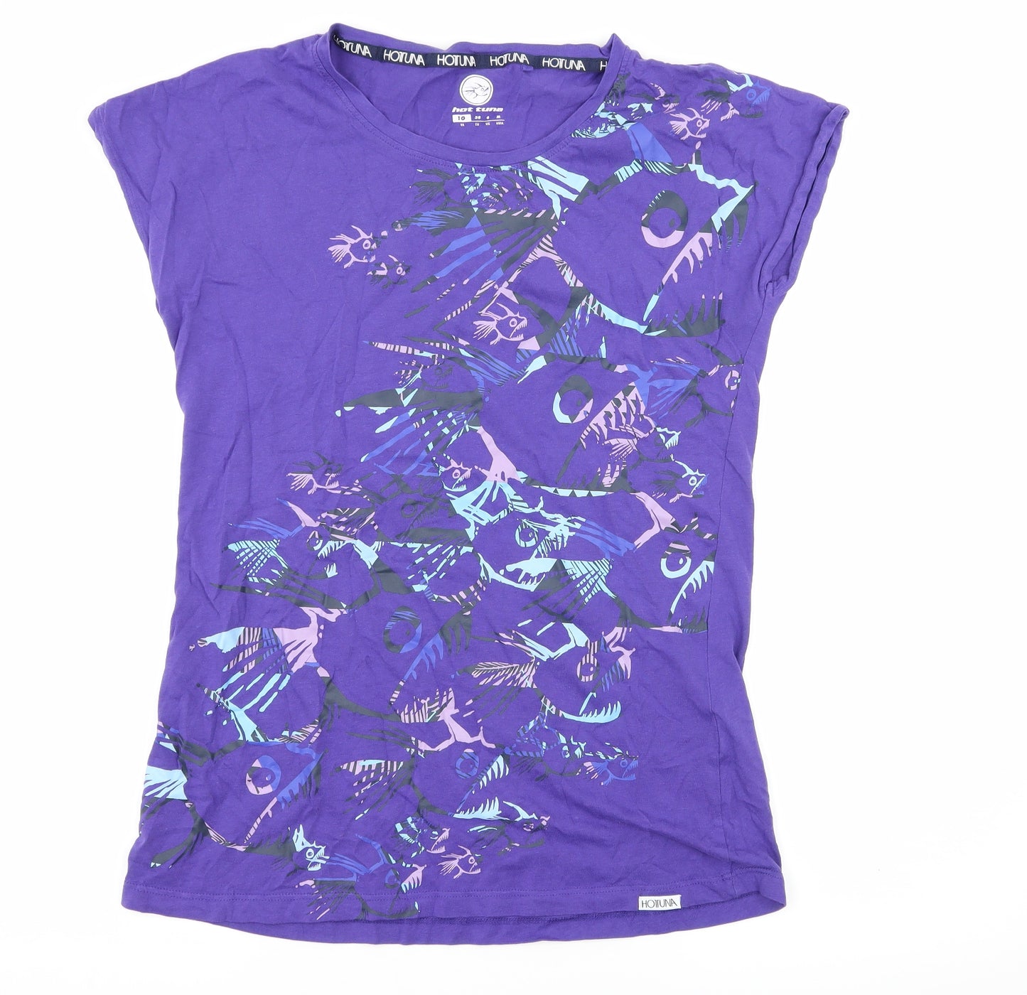 Hot Tuna Womens Purple  Jersey Basic T-Shirt Size 10  - Fish