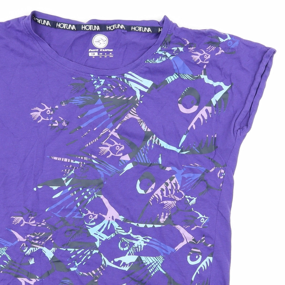 Hot Tuna Womens Purple  Jersey Basic T-Shirt Size 10  - Fish