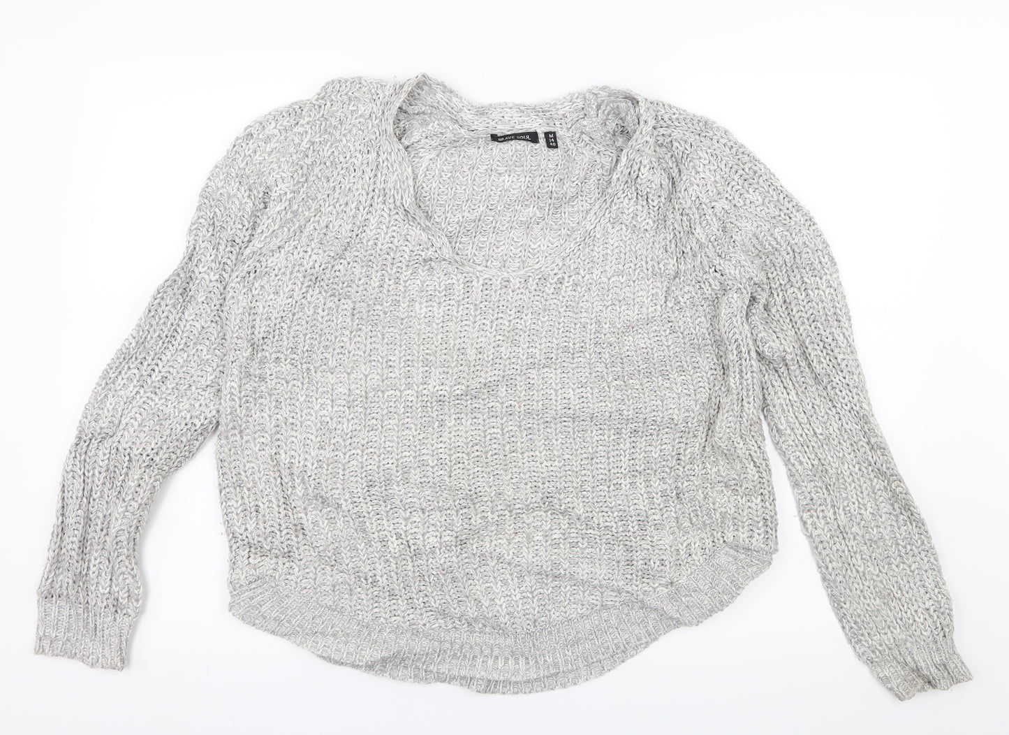 Brave Soul Womens Grey  Knit Pullover Jumper Size 14