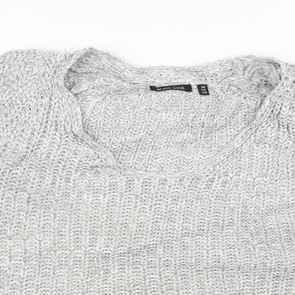 Brave Soul Womens Grey  Knit Pullover Jumper Size 14