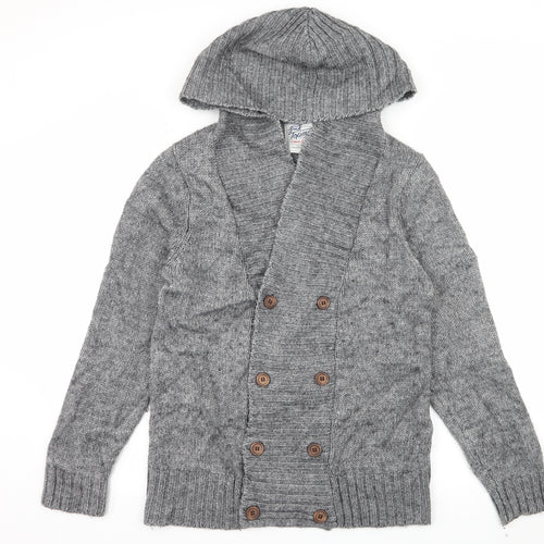 Topman Mens Grey  Knit Cardigan Jumper Size M