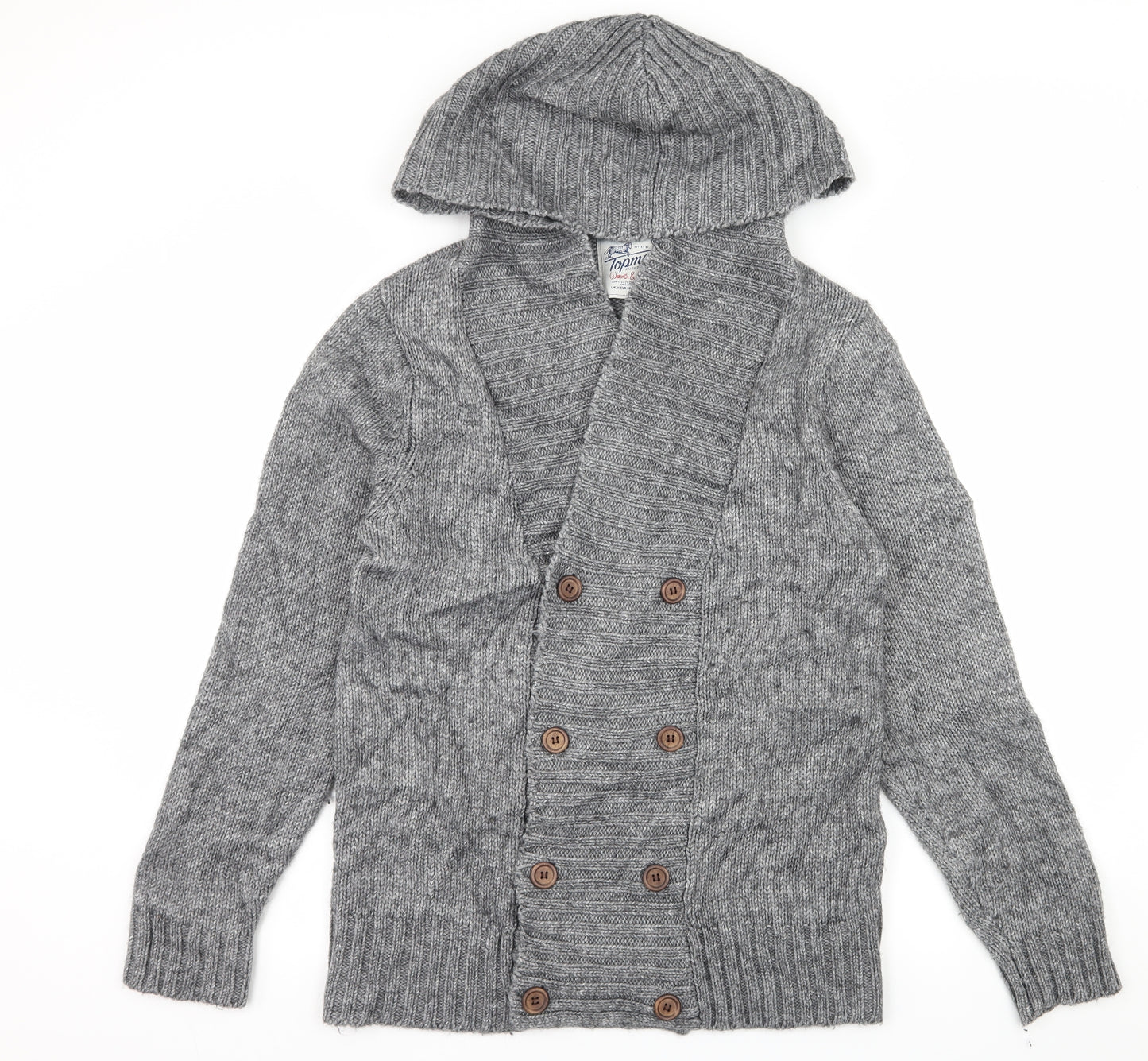 Topman Mens Grey  Knit Cardigan Jumper Size M