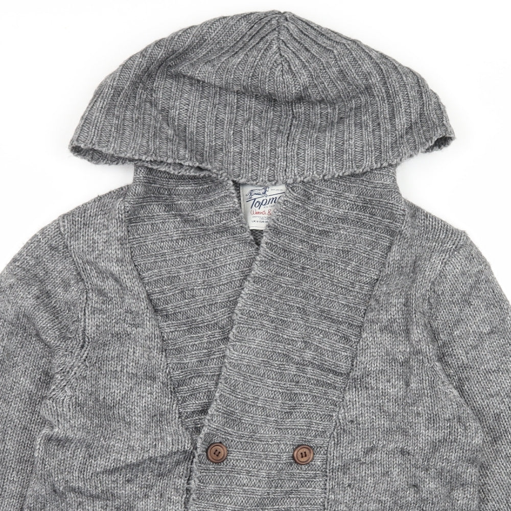 Topman Mens Grey  Knit Cardigan Jumper Size M