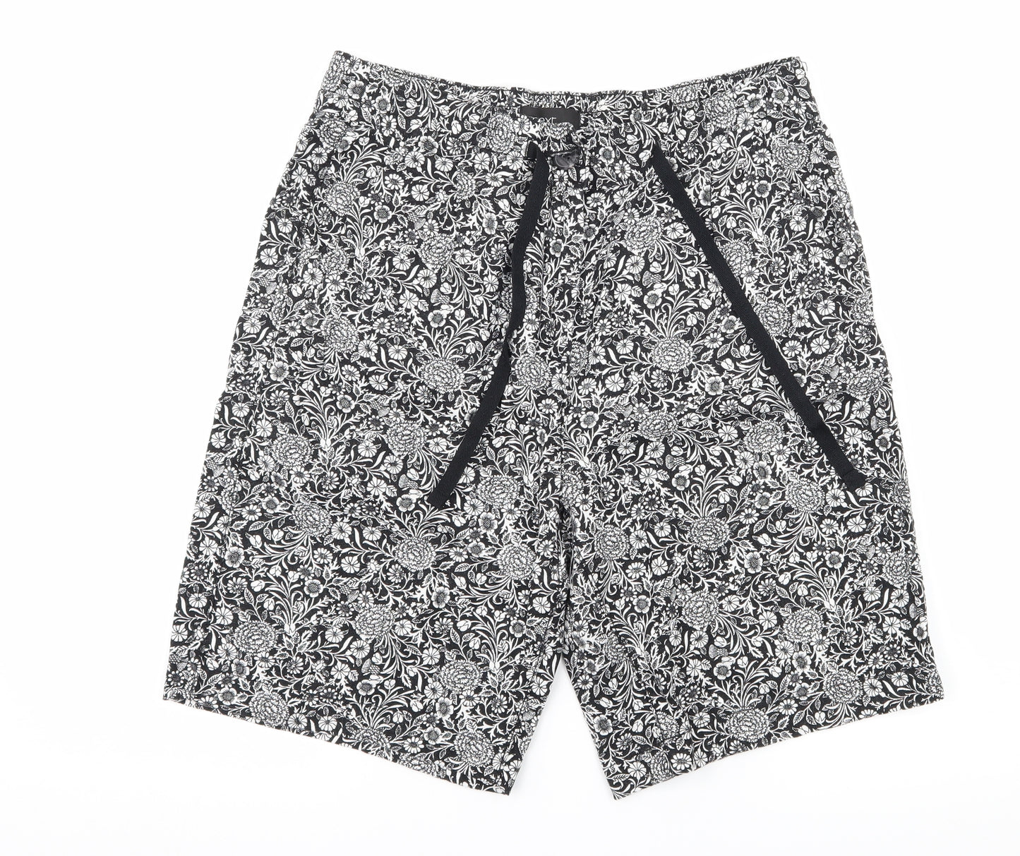 NEXT Womens Black Floral  Bermuda Shorts Size 10