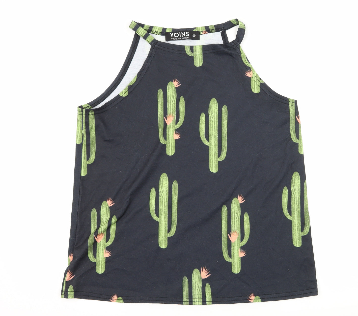 Yours Inspiration Womens Black Geometric Jersey Basic Tank Size M  - Cacti