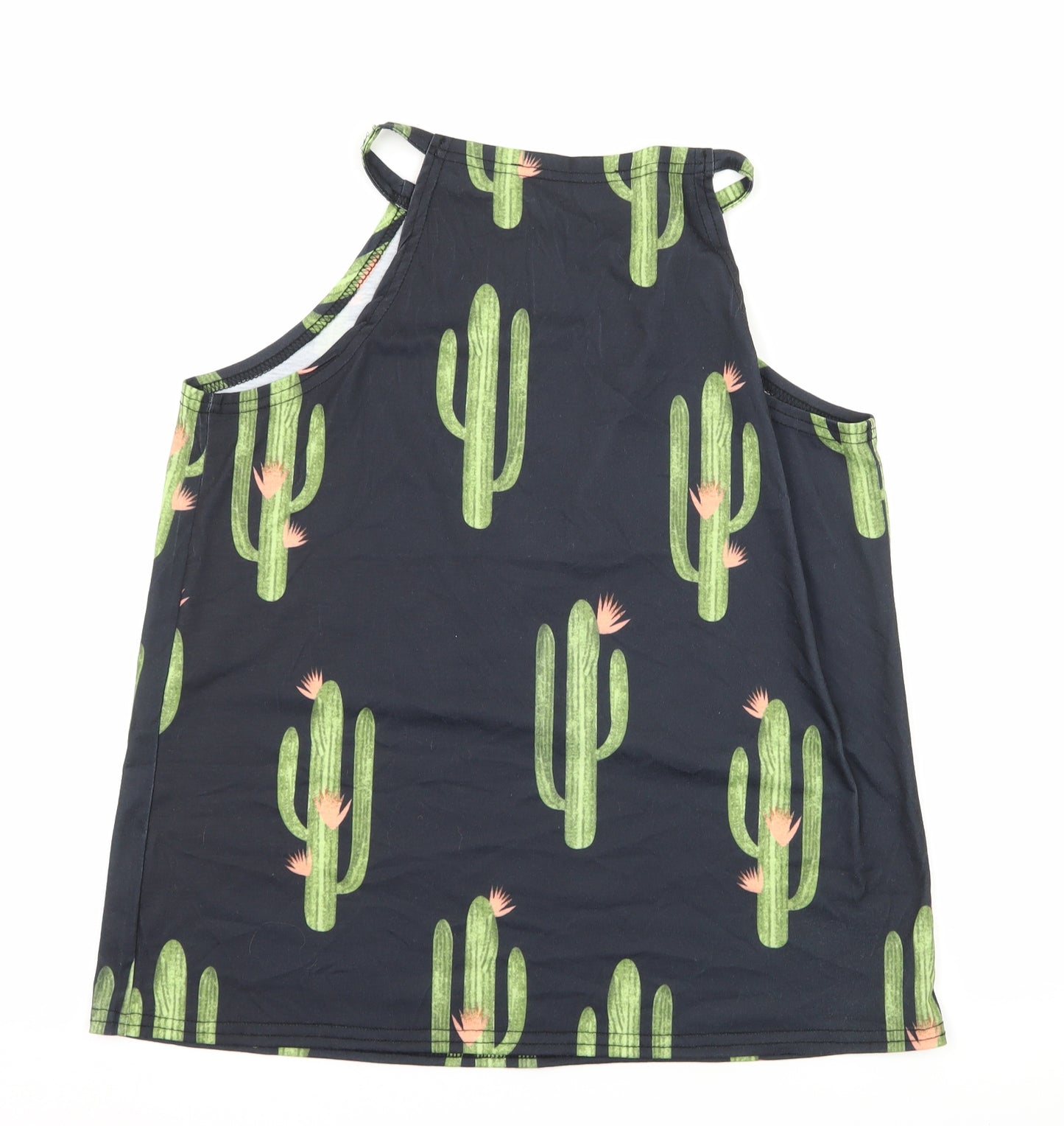 Yours Inspiration Womens Black Geometric Jersey Basic Tank Size M  - Cacti