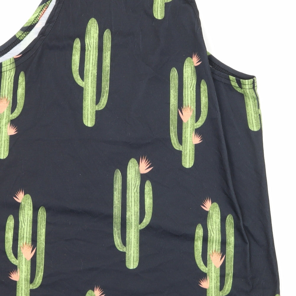 Yours Inspiration Womens Black Geometric Jersey Basic Tank Size M  - Cacti