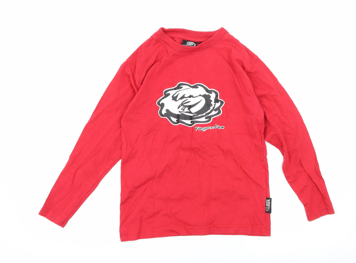 Kangaroo Poo Boys Red Geometric Jersey Basic T-Shirt Size 7-8 Years