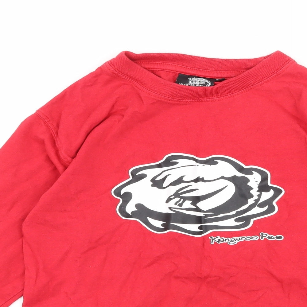 Kangaroo Poo Boys Red Geometric Jersey Basic T-Shirt Size 7-8 Years