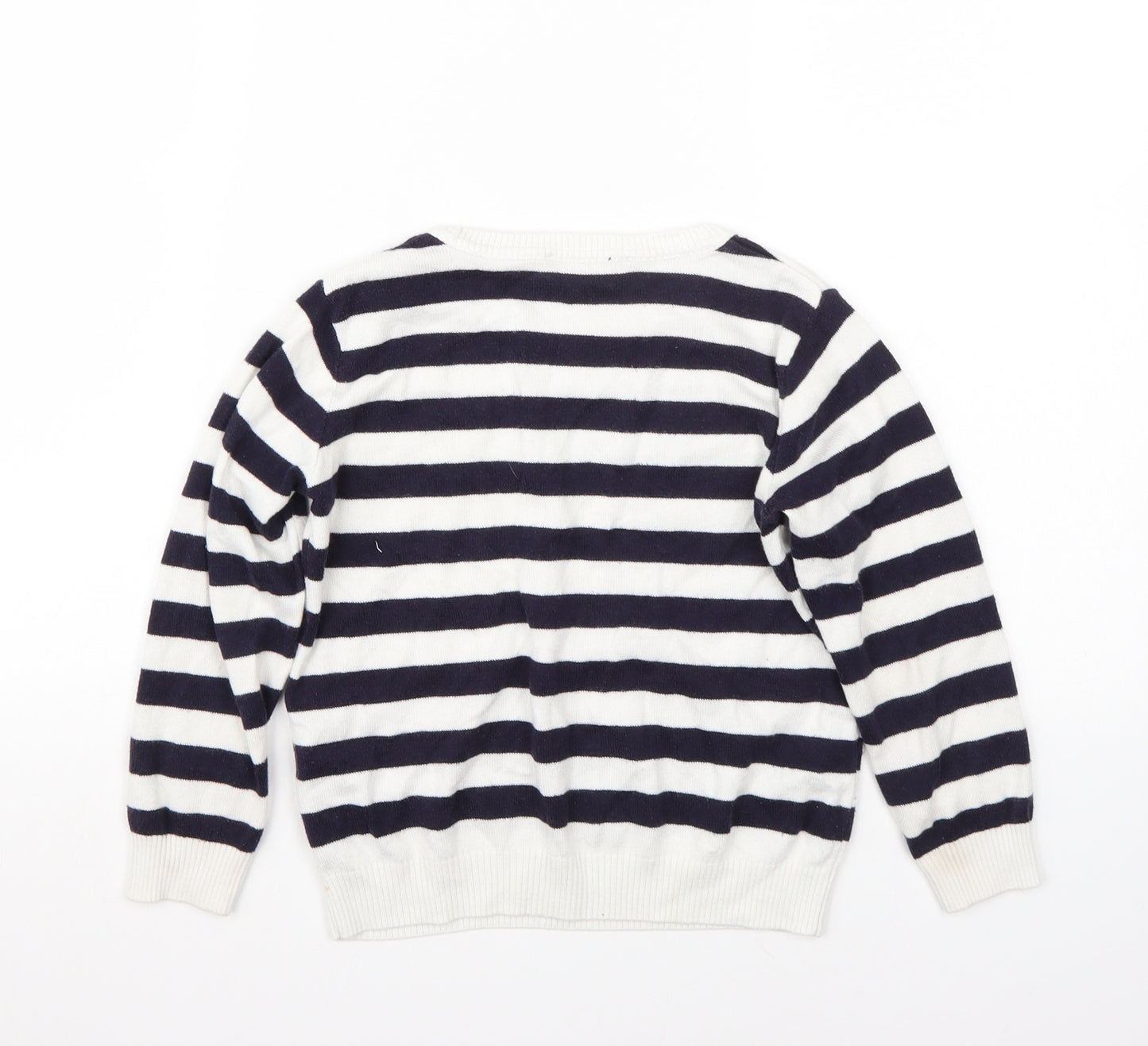George Girls White Striped  Pullover Jumper Size 5-6 Years