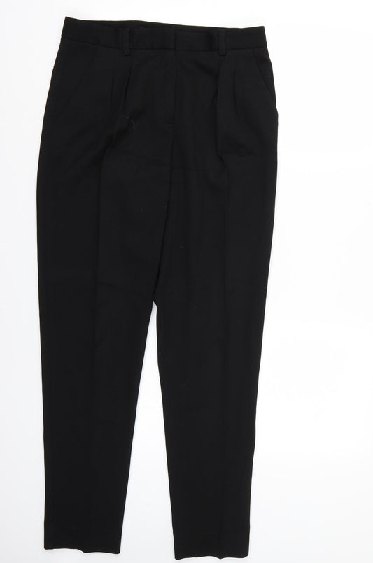 Front view of Theory women’s black trousers, size UK 4, 27-inch leg
