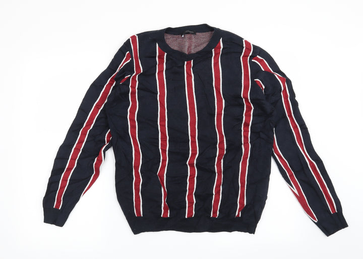 New Look Mens Blue Striped  Pullover Sweatshirt Size S