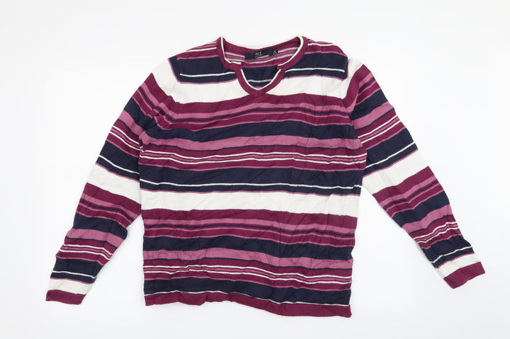 Isle Womens Purple Striped Pullover Jumper Size 14