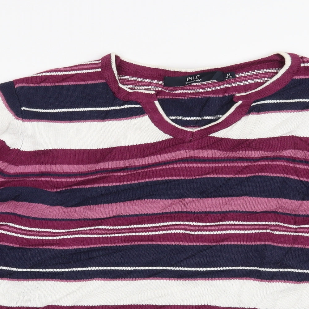 Isle Womens Purple Striped  Pullover Jumper Size 14