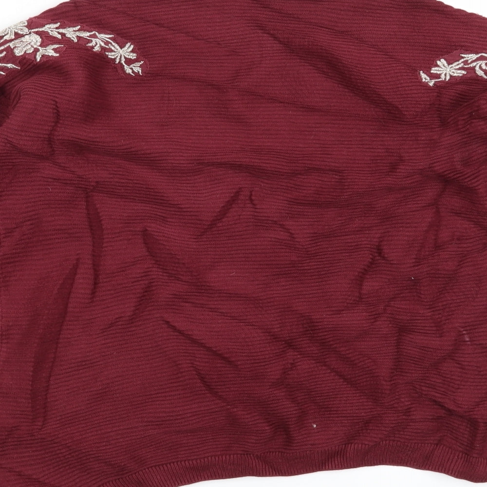 Per Una Womens Red Floral  Pullover Jumper Size 12