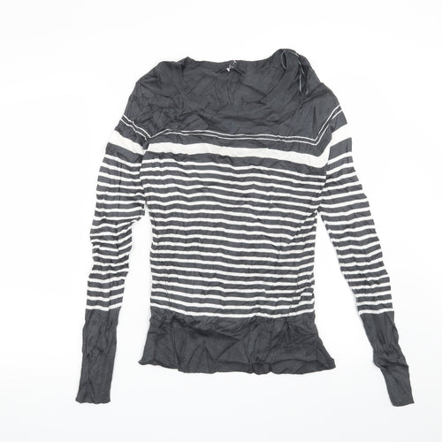 NEXT Womens Grey Striped  Pullover Jumper Size 8