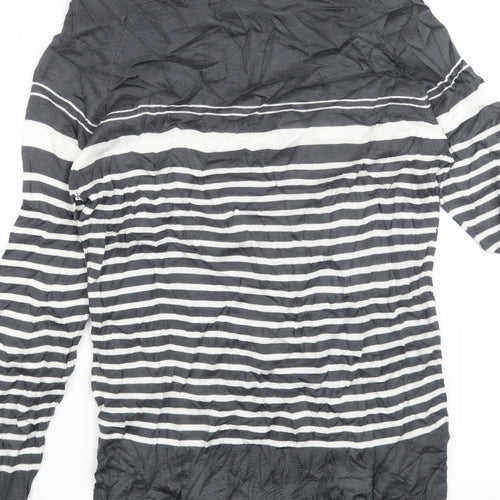 NEXT Womens Grey Striped  Pullover Jumper Size 8