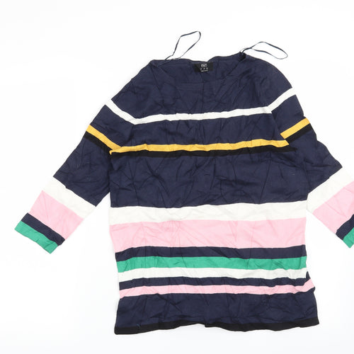F&F Womens Blue Striped  Pullover Jumper Size 8