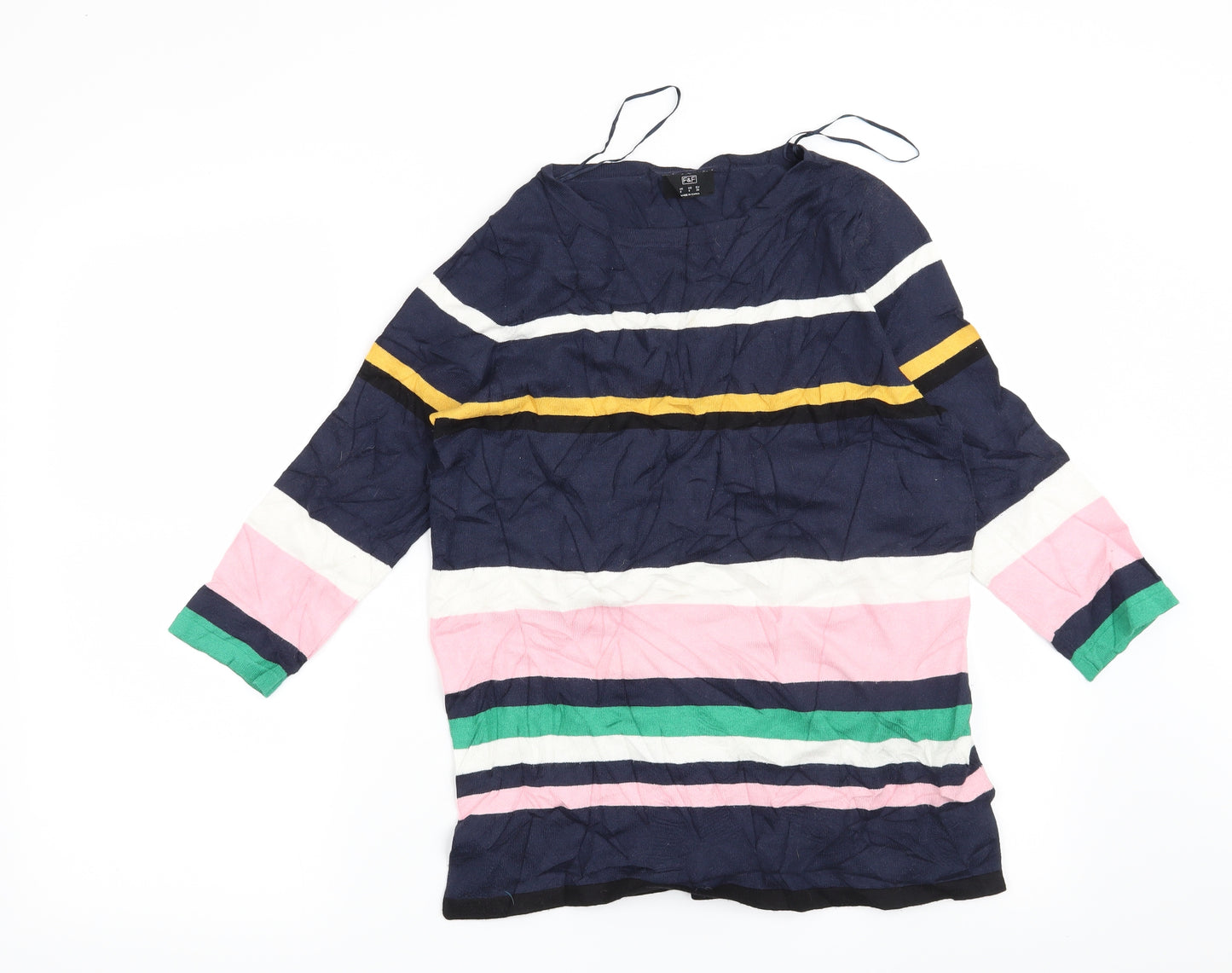 F&F Womens Blue Striped  Pullover Jumper Size 8