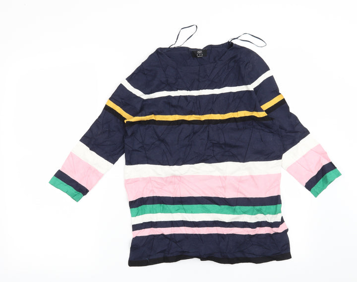 F&F Womens Blue Striped  Pullover Jumper Size 8