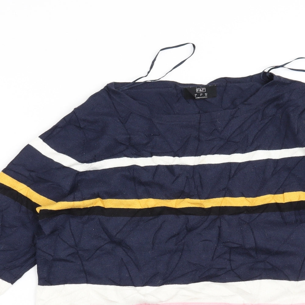 F&F Womens Blue Striped  Pullover Jumper Size 8