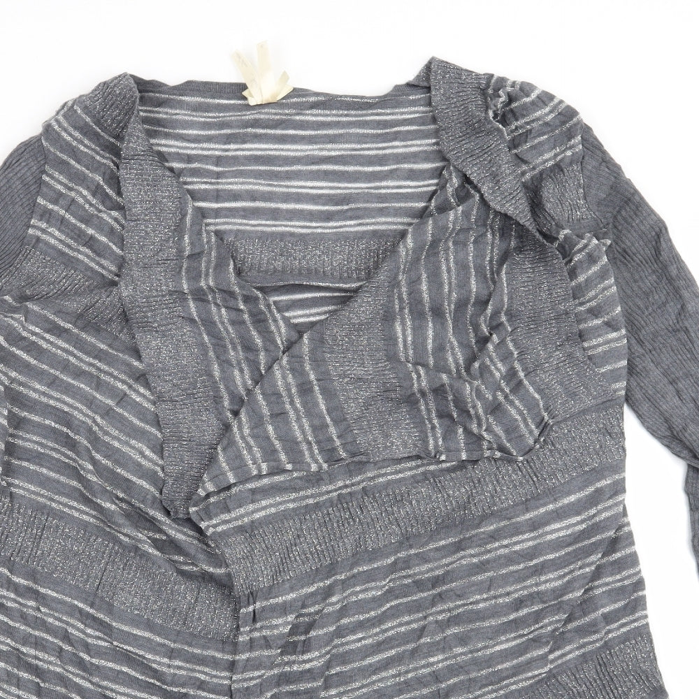 NEXT Womens Grey Striped  Cardigan Jumper Size L