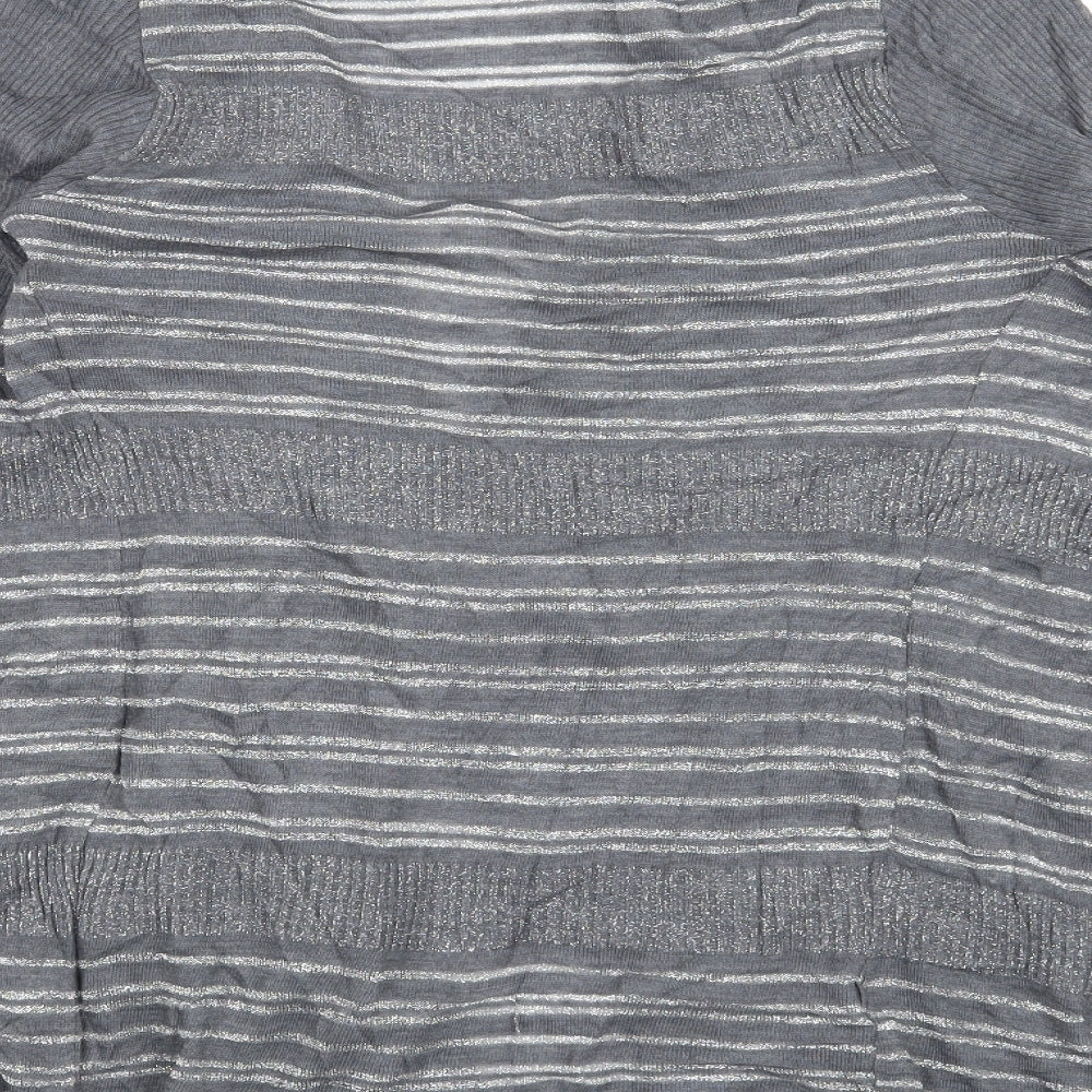 NEXT Womens Grey Striped  Cardigan Jumper Size L