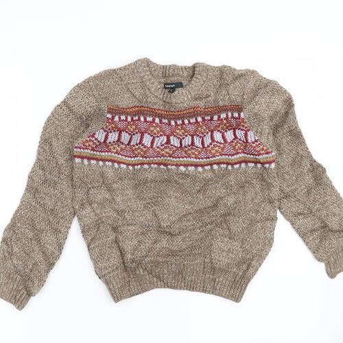 Autograph Boys Brown Striped  Pullover Jumper Size 6-7 Years